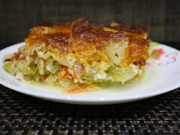 Овощная запеканка с курицей в духовке