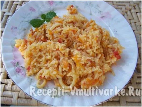 замечательное блюдо с рисом и морепродуктом