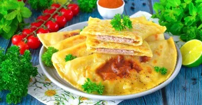 Кутабы с мясом по азербайджански на сковороде